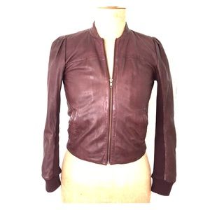 Hinge leather jacket, burgundy, sz S